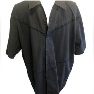 Reaction Kenneth Cole Shirt Black Button Up Short Sleeves Frayed Men's Large